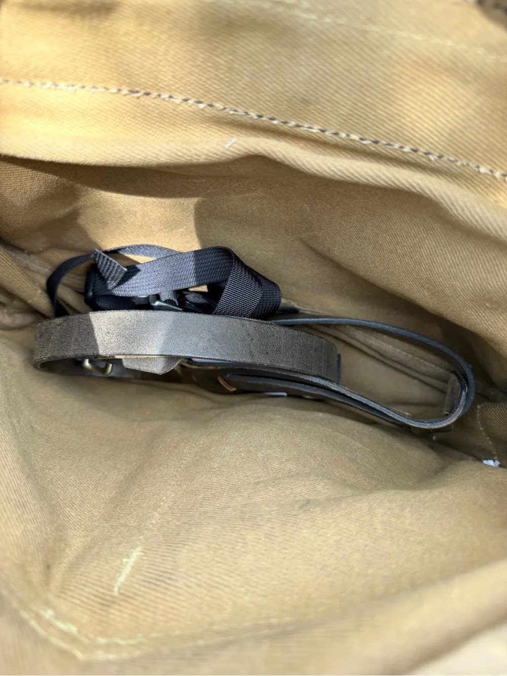 Men's Canvas Field Satchel in Khaki with Black Trim